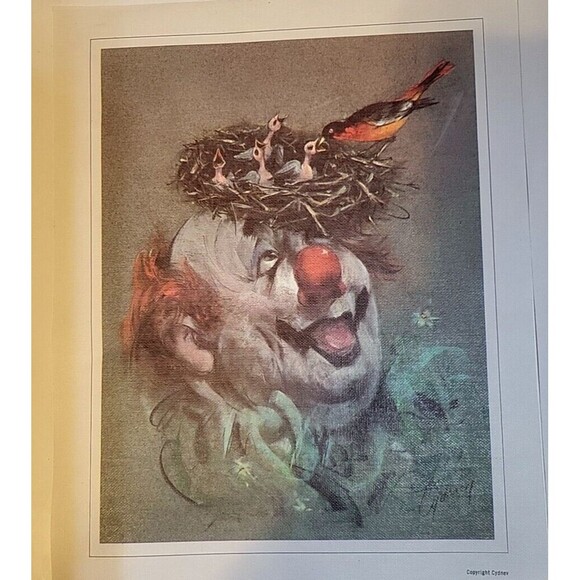 Vintage Cydney Grossman Clown Canvas Prints Lot Of 4 Unframed Approx. 8.5"x6.5" - Picture 2 of 6